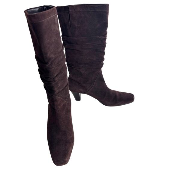 Talbots Shoes - Talbots Chocolate Brown Ruched Suede Boots Size 6